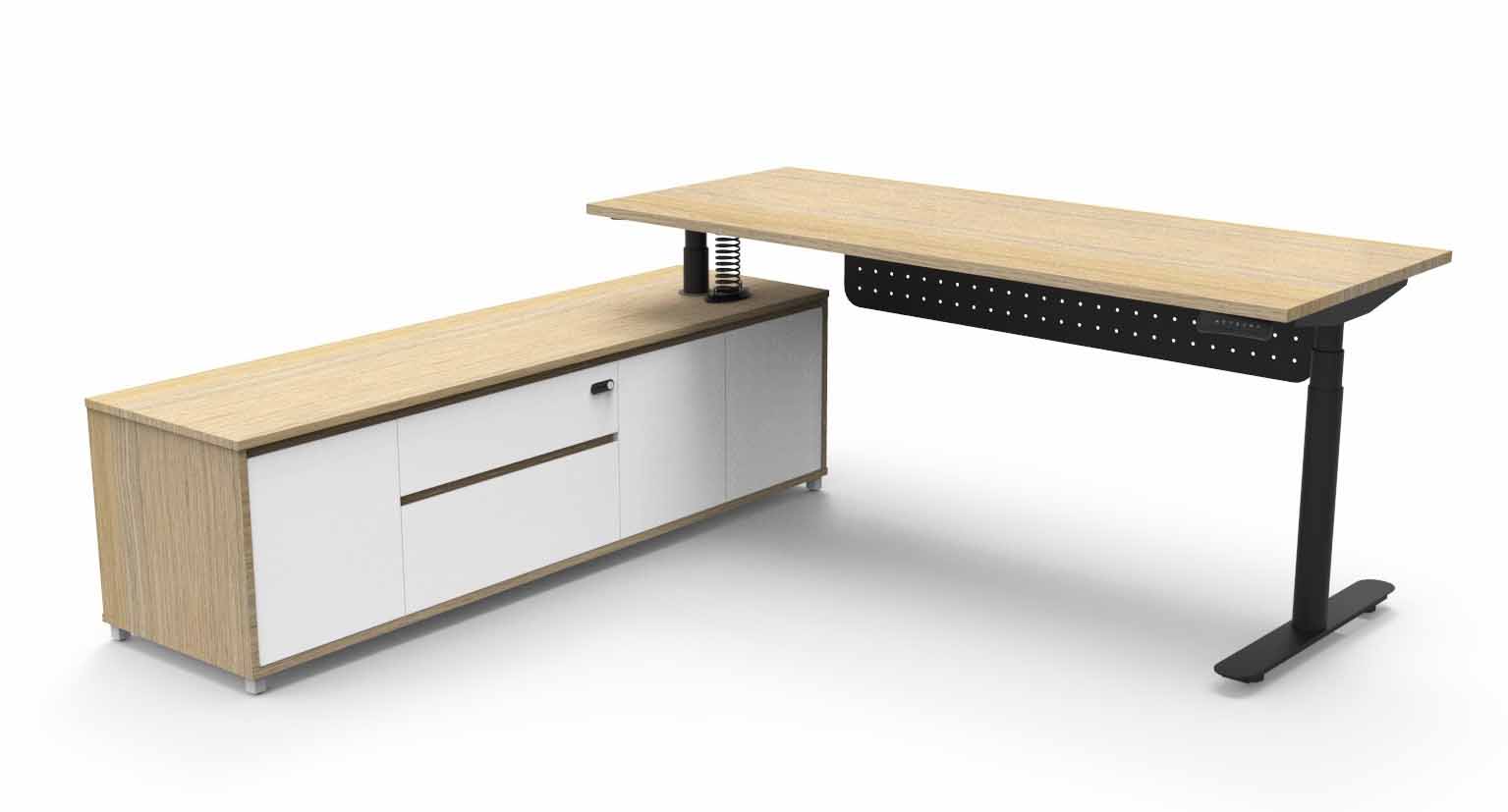 Halo+ Height Adjustable Executive Desk - with Modesty